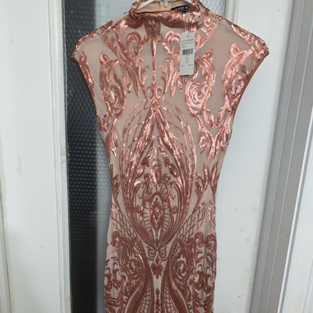 Fashion nova rose gold dress